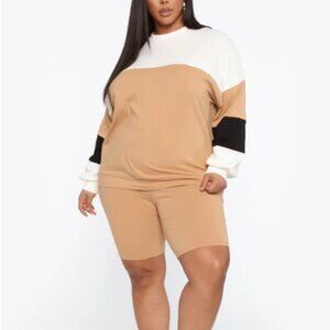 Colourblock biker short set